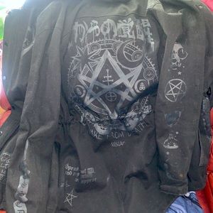 Mint condition, KILLSTAR printed jacket with gorgeous faux, fur hood size L